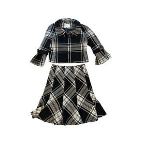 Biacci Blazer Jacket Plaid Plus Top 14 skirt 10 Career Office Preppy Academia